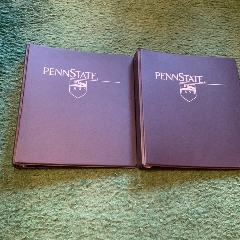 2 Penn state binders. Rough measurements in photos.